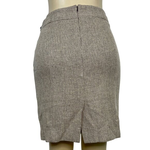 Calvin Klein Linen Blend Womens Skirt Brown Textured Size 6 - Picture 3 of 7